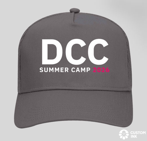 Charcoal gray DCC Summer Camp 2026 trucker hat